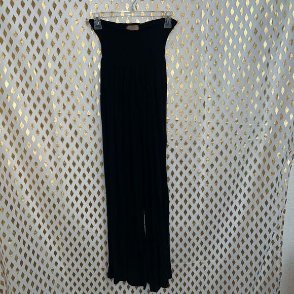 Tube top jumpsuit smocked flowy black Miss Tina size 4 - Picture 2 of 5